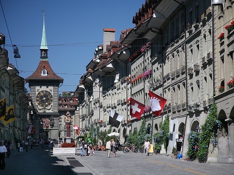 Cobbled lane in a medieval Swiss old town