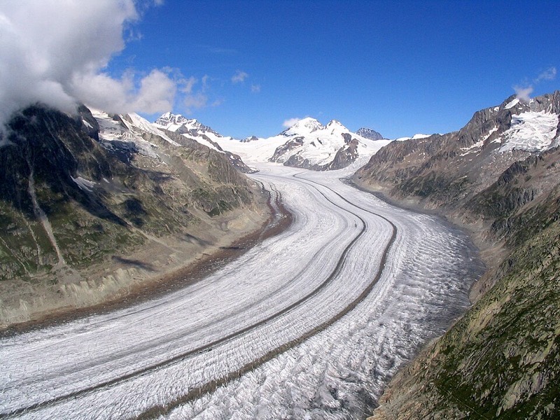 Glacier seen from a viewing platform